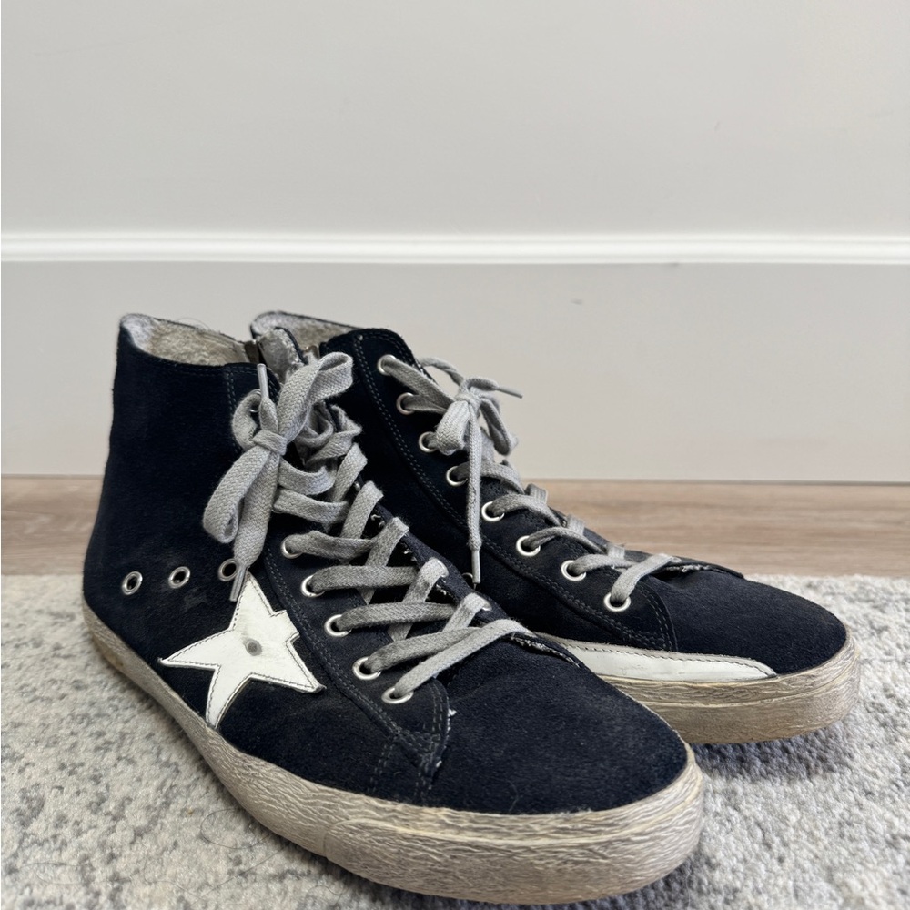 Men’s Golden Goose Blue Suede Francy High-Top Sneakers Size 10